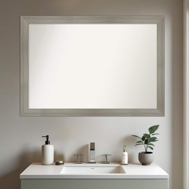 Grand Narrow Non-Beveled Framed Bathroom Vanity Wall Mirror