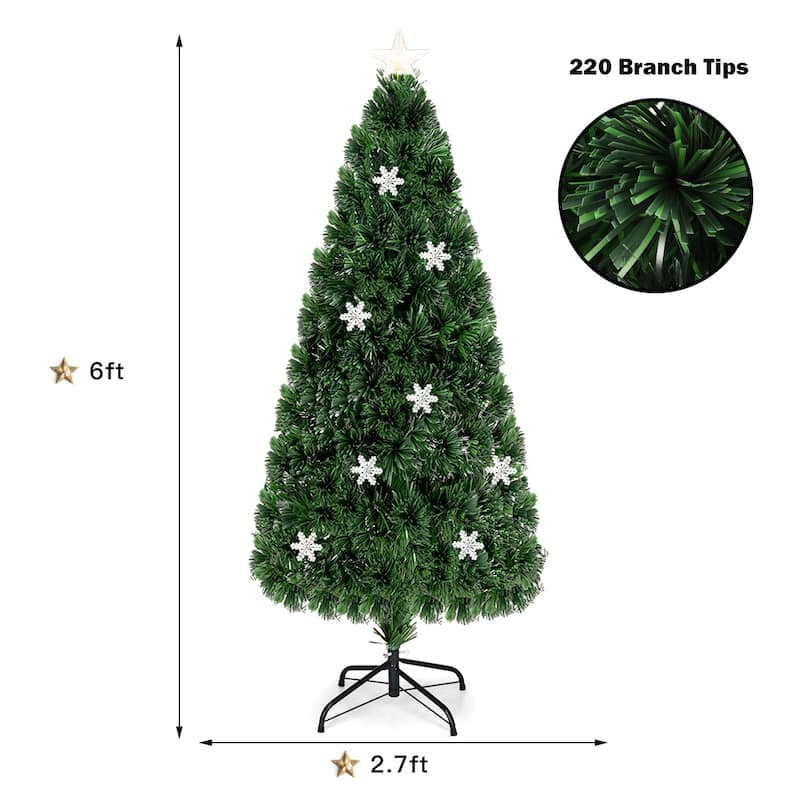 Gymax Fiber Optic 6' PVC Artificial Christmas Tree LED Lights Metal - See Details