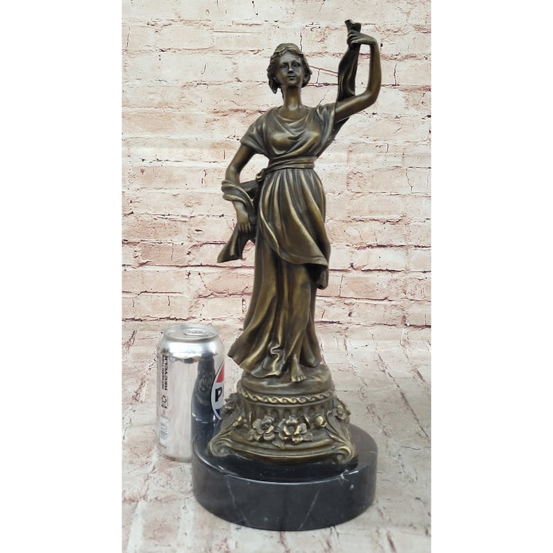 Roman Woman In Flowing Robes - Bronze Metal Sculpture Statue Original Art By Milo