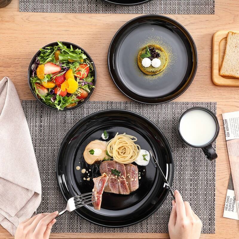 LOVECASA 16-Piece Round Dinnerware Set Stackable, Service for 4