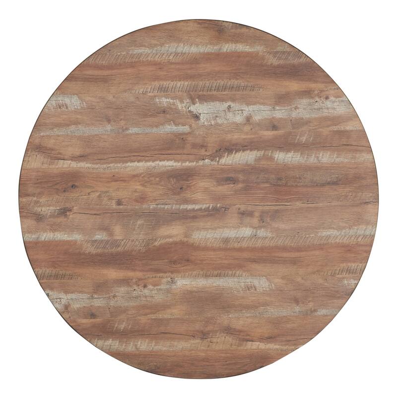 Astor Yukon Oak and Black Storage Base Round Counter Height Table