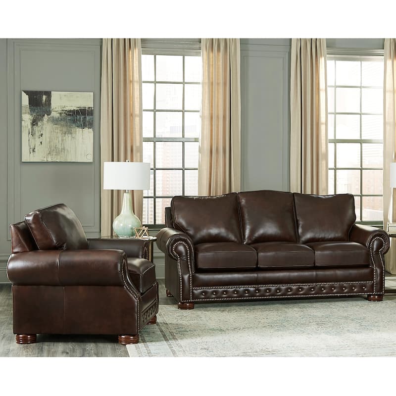 Made in USA Porto Top Grain Leather Sofa and Chair Set