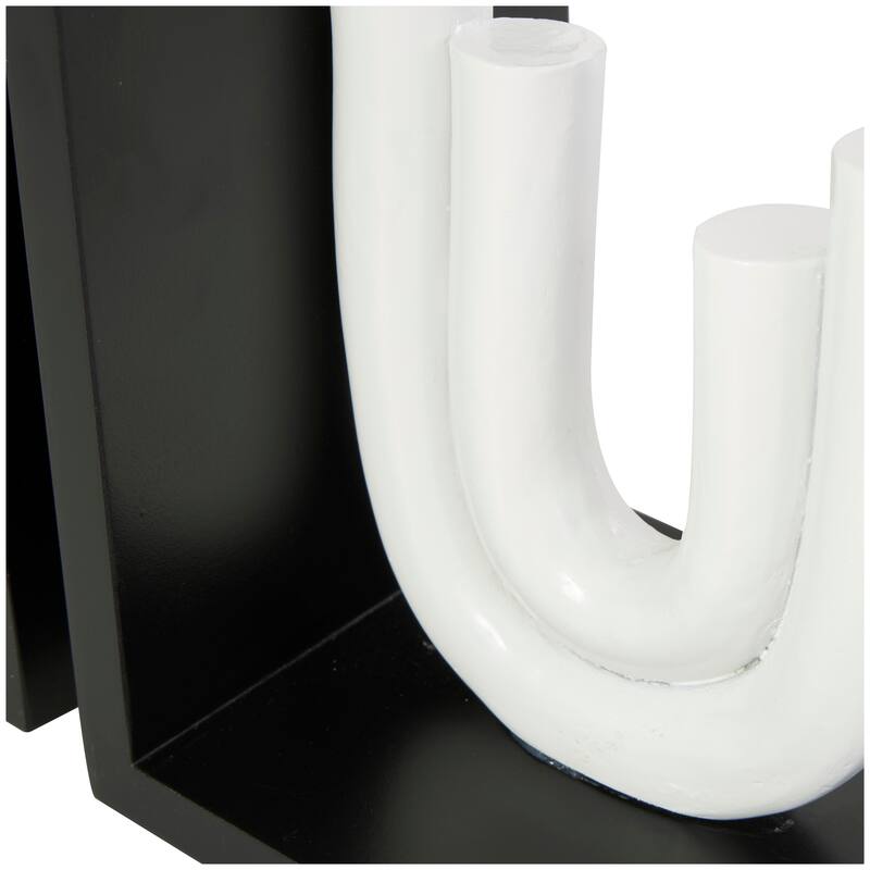CosmoLiving by Cosmopolitan Black or White Wooden Bookends with White or Black Stands (Set of 2)
