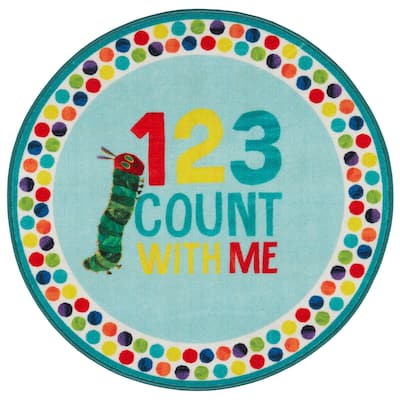 Eric Carle 123 Count with Me Machine Washable Kids Area Rug - 35" Round