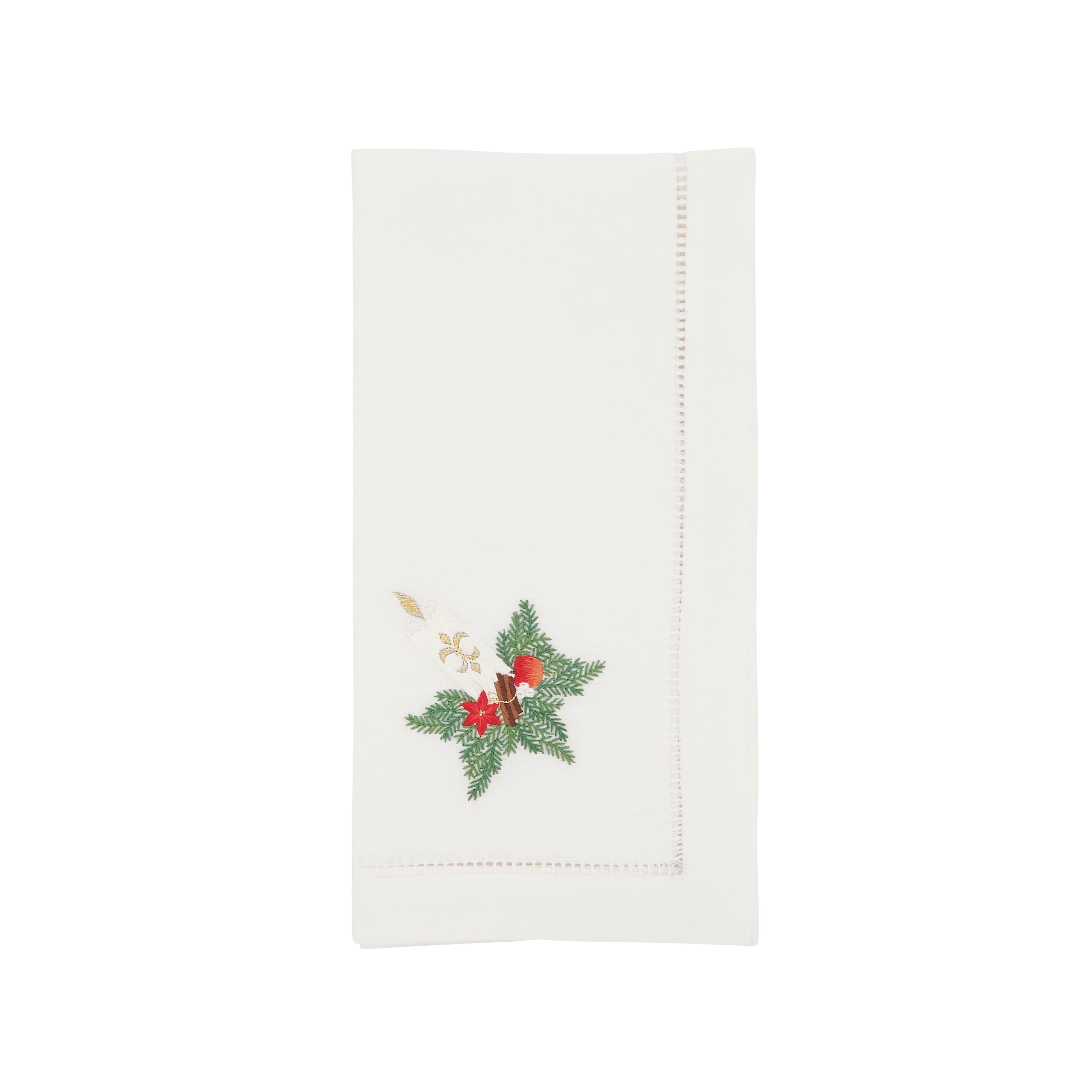 Festive Candle Embroidered Napkin (Set of 6) - 20"x20"