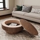 preview thumbnail 40 of 61, Modern Solid Wood Veneered Round Coffee Tea Table with Storage