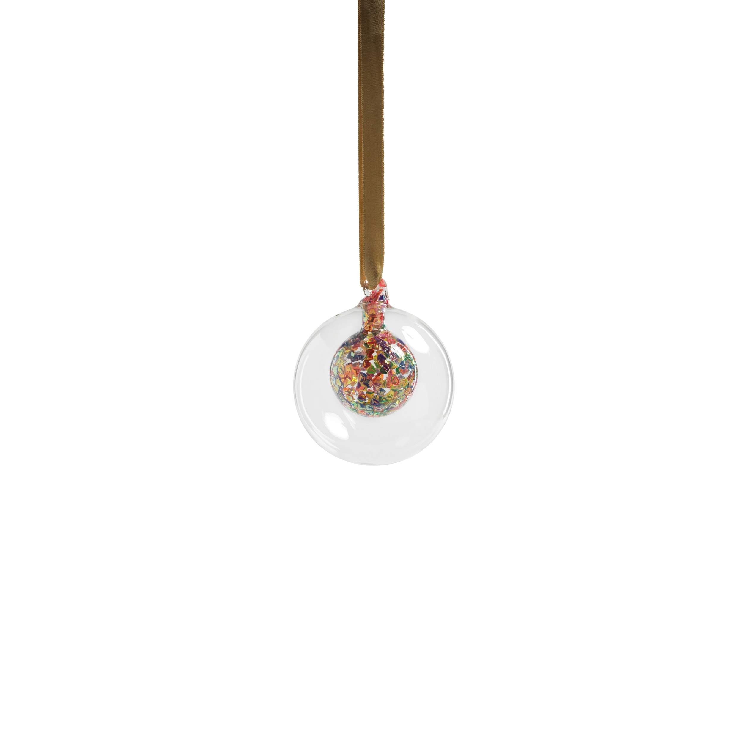 6-Piece Double Glass Sequin Ball Ornament Set, 4"