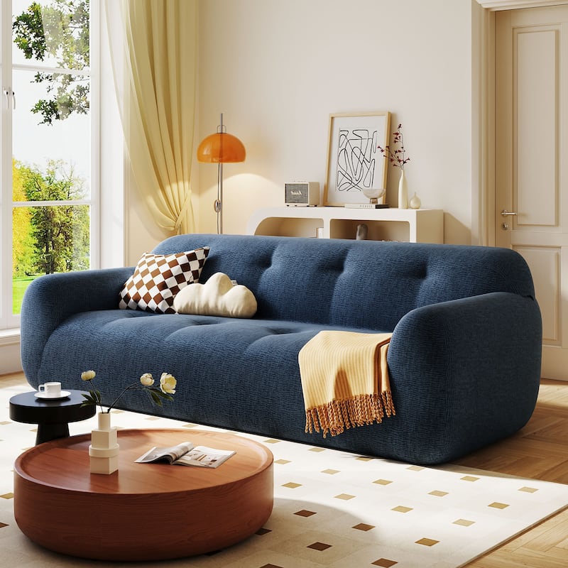 Chenille Fabric 3-Seater Sofa with Tufted Style and Full Sponge Compression Design