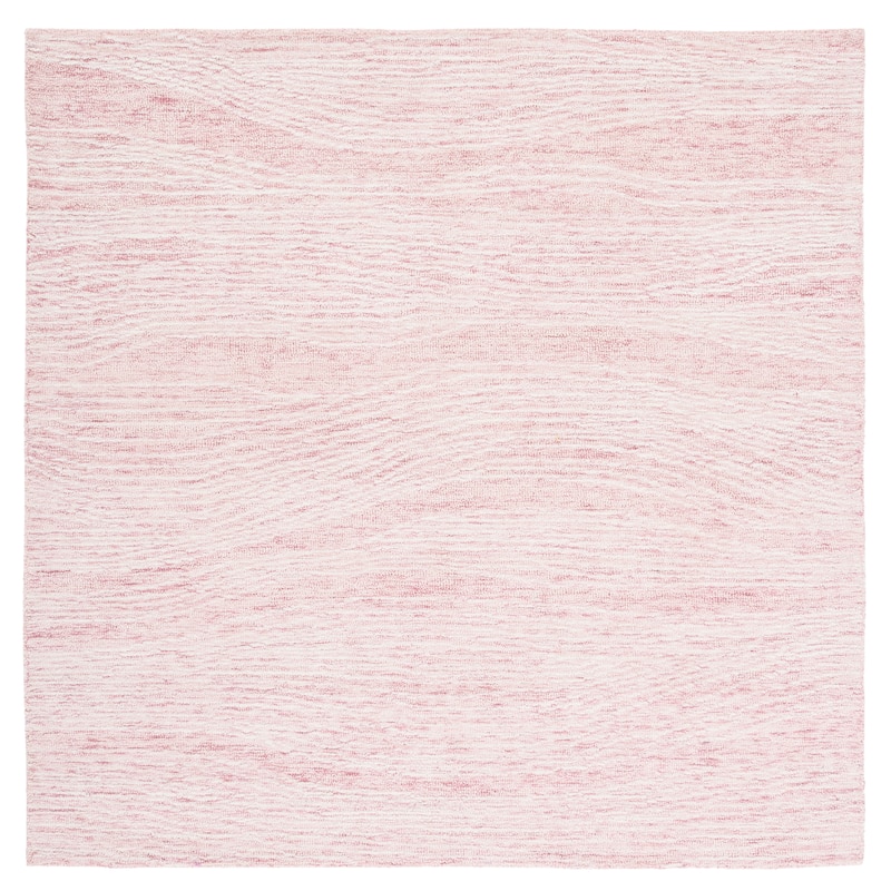 SAFAVIEH Handmade Metro Annarosa Modern Abstract Wool Rug - 4' Square - Pink/Ivory - Square