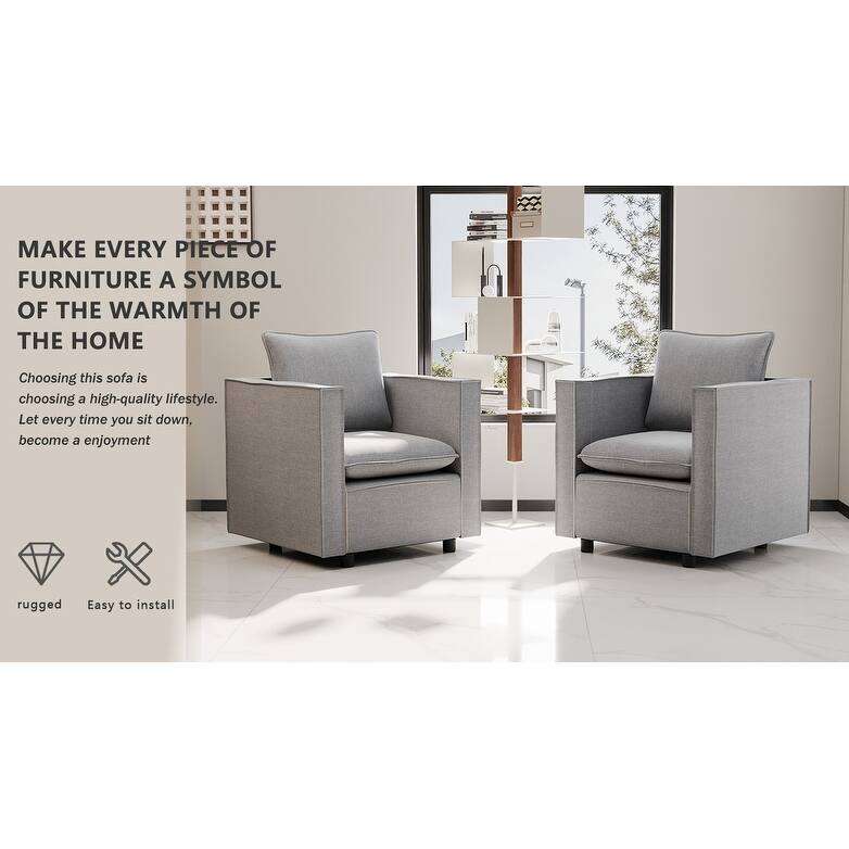Grey Linen Decorative Single Sofa Chair with Soft Cushion