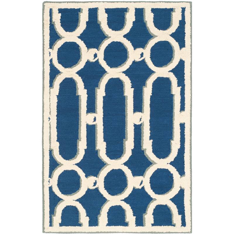 SAFAVIEH Handmade Newport Taina Modern Cotton Rug - 2' x 3' - Royal Blue/White