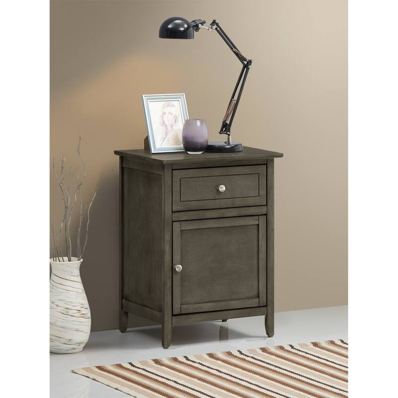 1-Drawer Gray Nightstand with Modern Classic Design and Storage, 25 Inch Versatile Bedroom Side Table