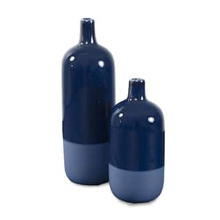 Allan Andrews Contemporary Blue Ceramic Vase Set of 2