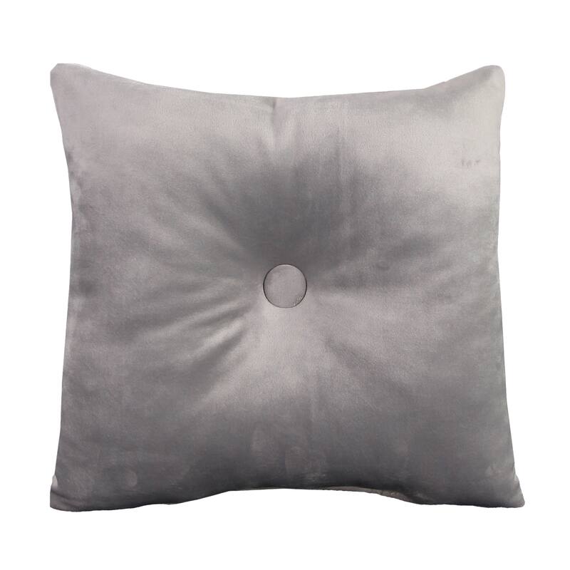18" x 18" Solid Tufted Indoor Throw Pillow with Fabric Button - Grey
