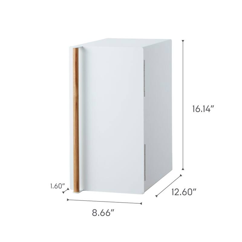 Yamazaki Home Bread Box - Two Styles, Steel and Wood, Vertical, Holds 4.4 lbs - L 14.2 x W 8.7 x H 16.1 inches