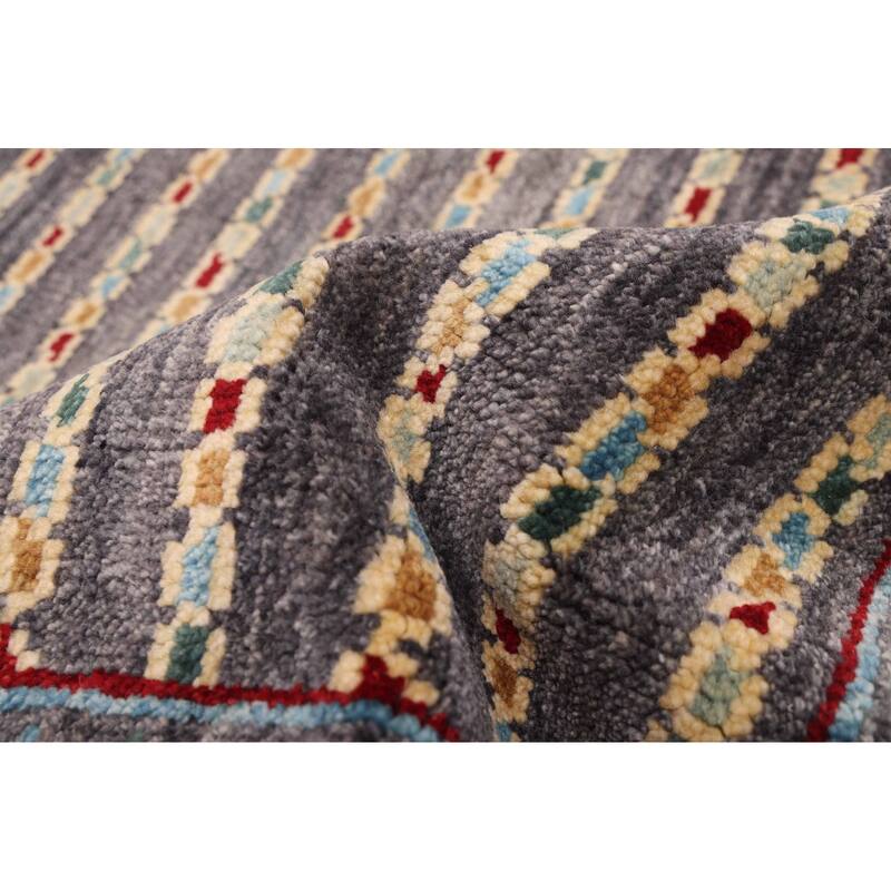 ECARPETGALLERY Hand-knotted Peshawar Ziegler Dark Grey Wool Rug - 5'9 x 7'10