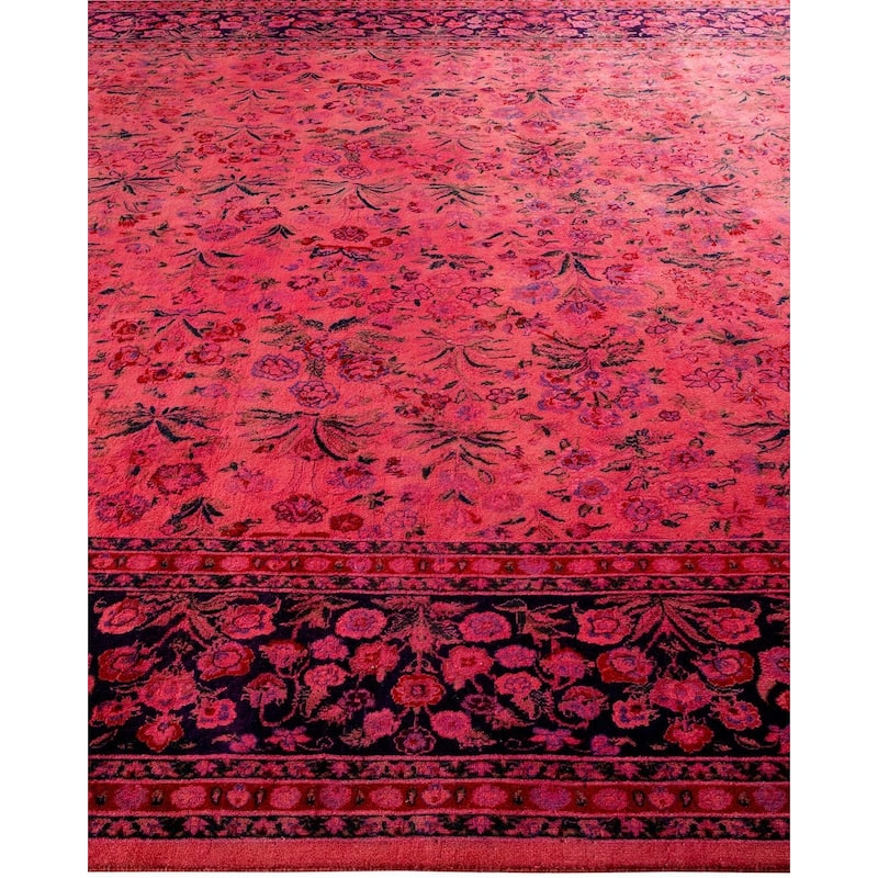 Overton Hand Knotted Wool Vintage Inspired Modern Contemporary Overdyed Pink Area Rug - 9' 2" x 12' 0"