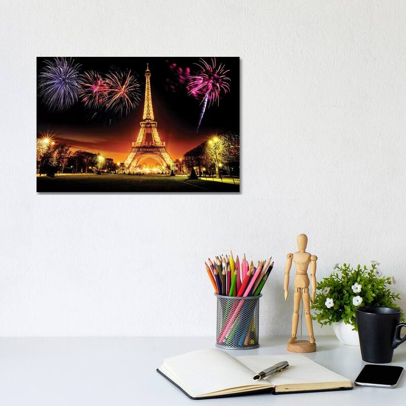 iCanvas "Eiffel Tower Illuminated At Night " by Susanne Kremer Canvas Print - 8x12x0.75