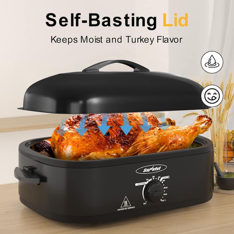 14-Quart Electric Roaster Oven with Self-Basting Lid
