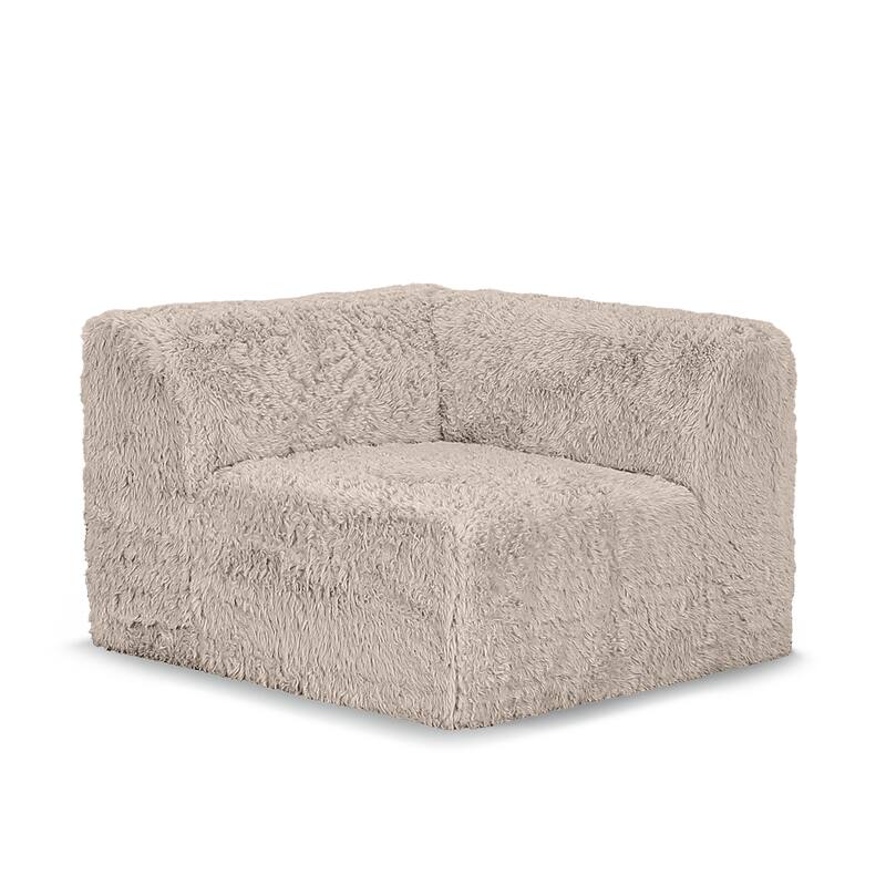 Furniture of America Ylena Modern 5-Piece Faux Fur Foam Modular Compressed Sectional Sofa