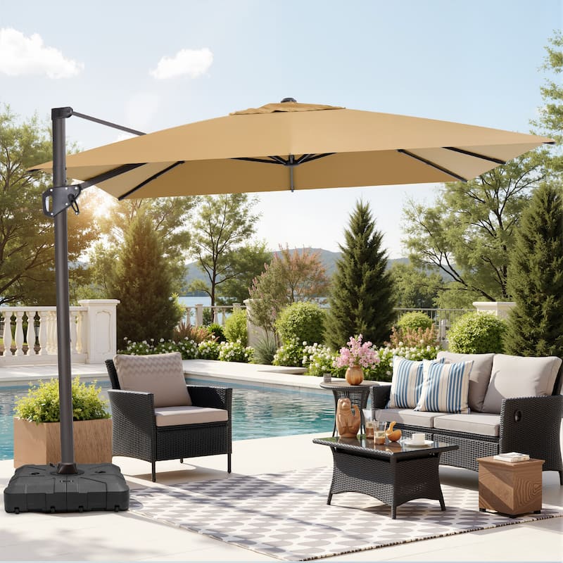 VredHom Patio Outdoor 9 x 11 FT Cantilever-Offset Umbrella with HDPE Base