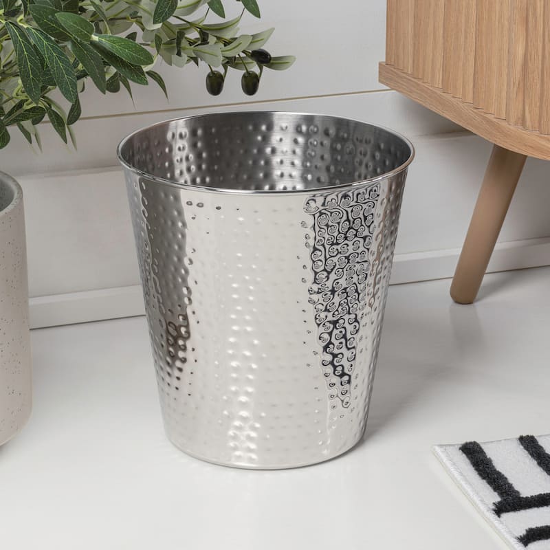 happimess Axel Modern Minimalist Hammered Steel 2-Gallon Wastebasket