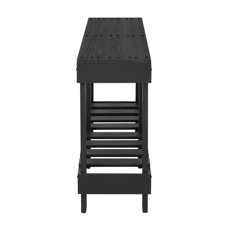 62.9" Entryway Table Console Table with Metal Rivet and Shelf