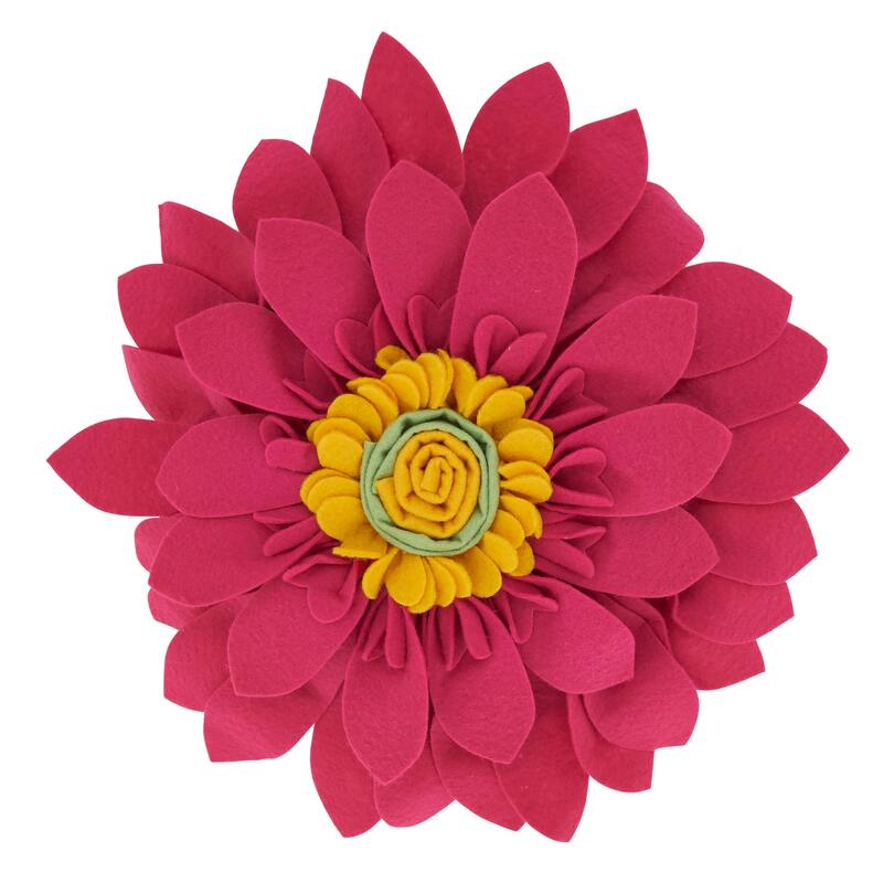 Felt Flower Design Poly-Filled Throw Pillow