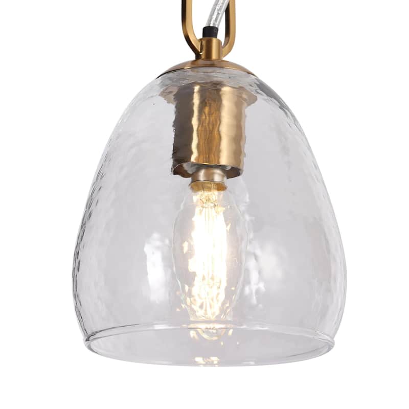 Blobfish Modern Gold 1-Light Glass Pendant Lights for Kitchen Island - 5.1"D x 18"H - 73"H