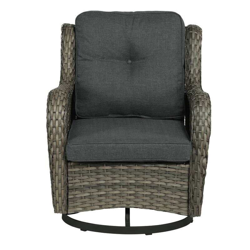 Outdoor Rattan Wicker Swivel Lounge Chair Cushioned Patio Rocker