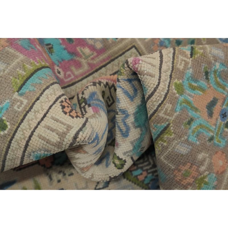 Hand Knotted Oriental 100% Wool Carpet Traditional Floral Beige & Ivories Tabriz Area Rug - 11' 5'' X 8' 2''