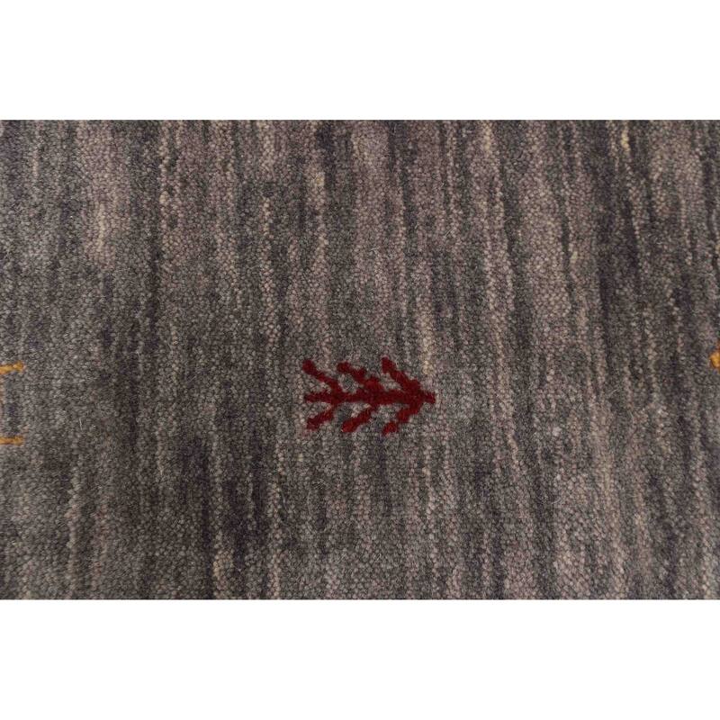 ECARPETGALLERY Hand Loomed Kashkuli Gabbeh Charcoal Wool Rug - 2'6 x 7'6