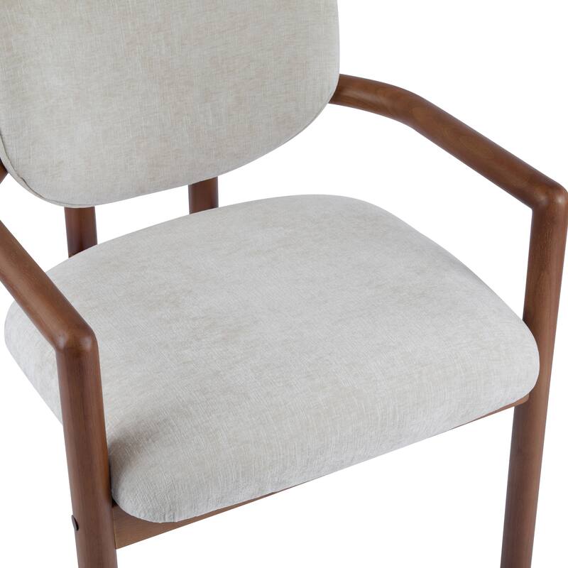 Dining Chairs Set of 2 Upholstered Arm Chairs, Modern Fabric Accent Chairs with Rubber Wood Legs