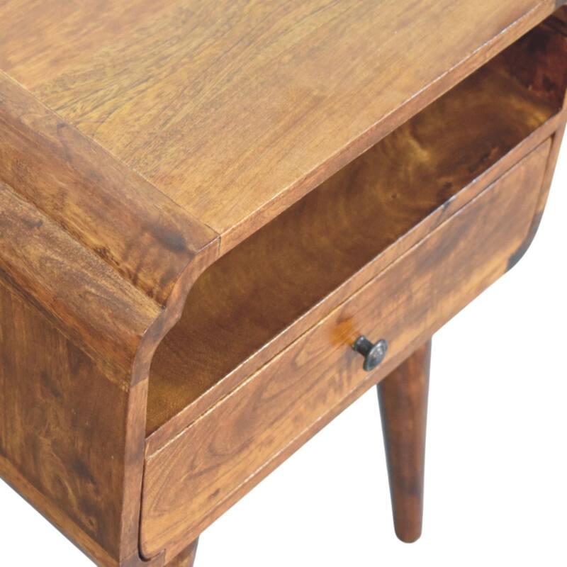 HomeRoots 22" Chestnut Solid Wood Oval One Drawer Nightstand