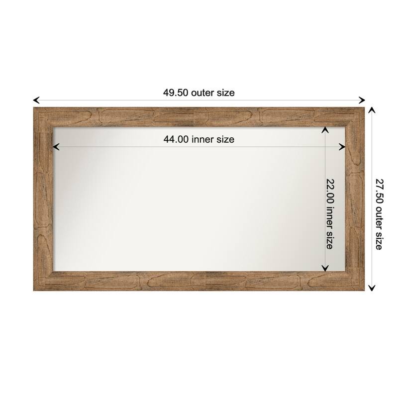Owl Brown Framed Non-Beveled Custom Wall Mirror, Bathroom Vanity Mirror - Outer Size: 49.5 x 27.5