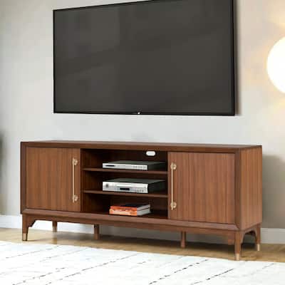 Furniture of America Forma Mid-Century Modern Walnut 70-inch TV Stand with 9 Shelves