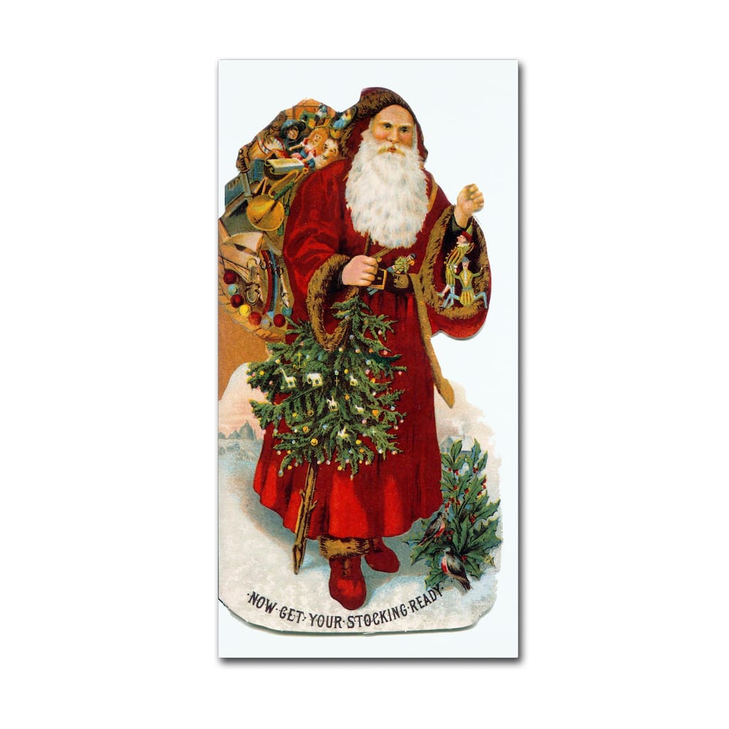 Vintage Apple Collection 'Christmas Stocking Santa' Canvas Art