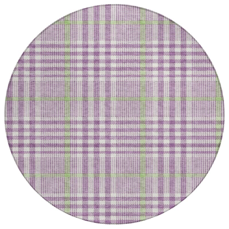 Machine Washable Indoor/ Outdoor Plaid Chantille Rug
