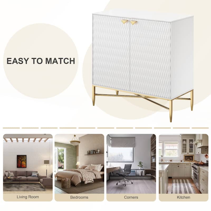 White Modern 2-Door Locker Accent Cabinet