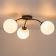 preview thumbnail 21 of 20, 6-Light Brass Semi-Flush Mount Ceiling Light with Opal Glass Shades - 24.2-in W x 9.05-in H