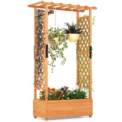 Gymax Raised Garden Bed Vertical Plant Container for Vine Climbing