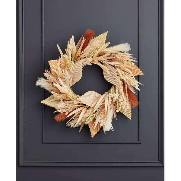 slide 2 of 4, 24 inch Pampas and Palm Wreath