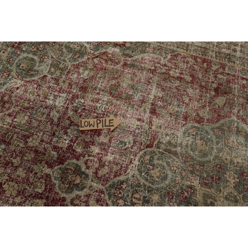 Hand Knotted Oriental 100% Wool Carpet Traditional Floral Red Tabriz Area Rug - 11' 10'' X 8' 8''