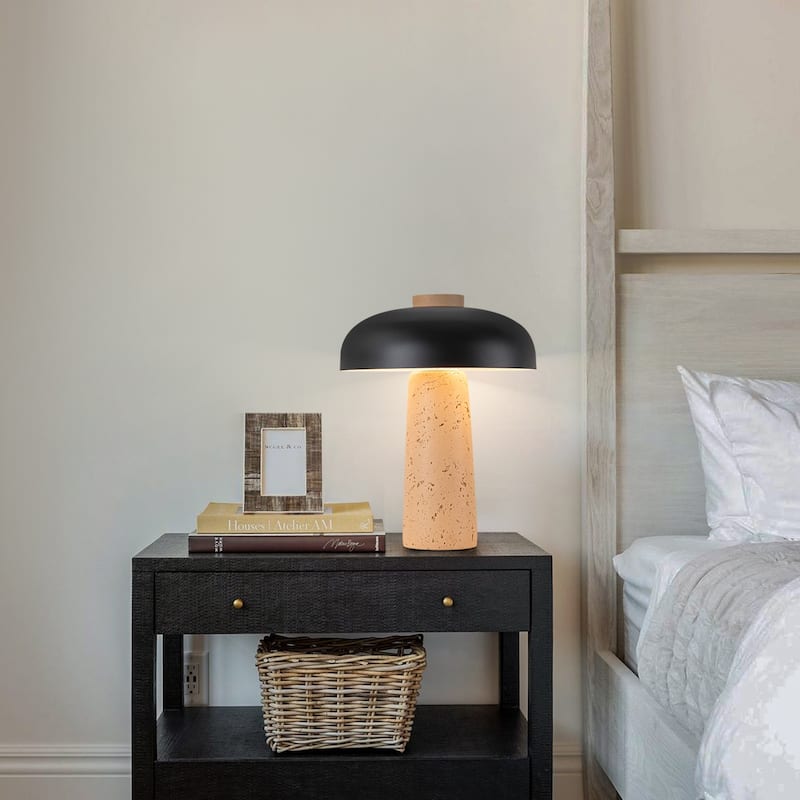 Modern 2-Light Black Mushroom Table Lamp - Bedside Nightstand Lamp for Bedroom, Living Room, Study