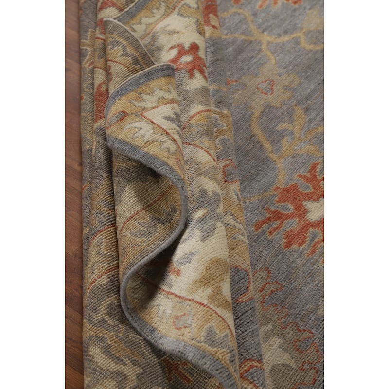 Hand Knotted Oriental 100% Wool Carpet Transitional All-Over Greys & Charcoal Oushak Area Rug - 9' 9'' X 8' 3''