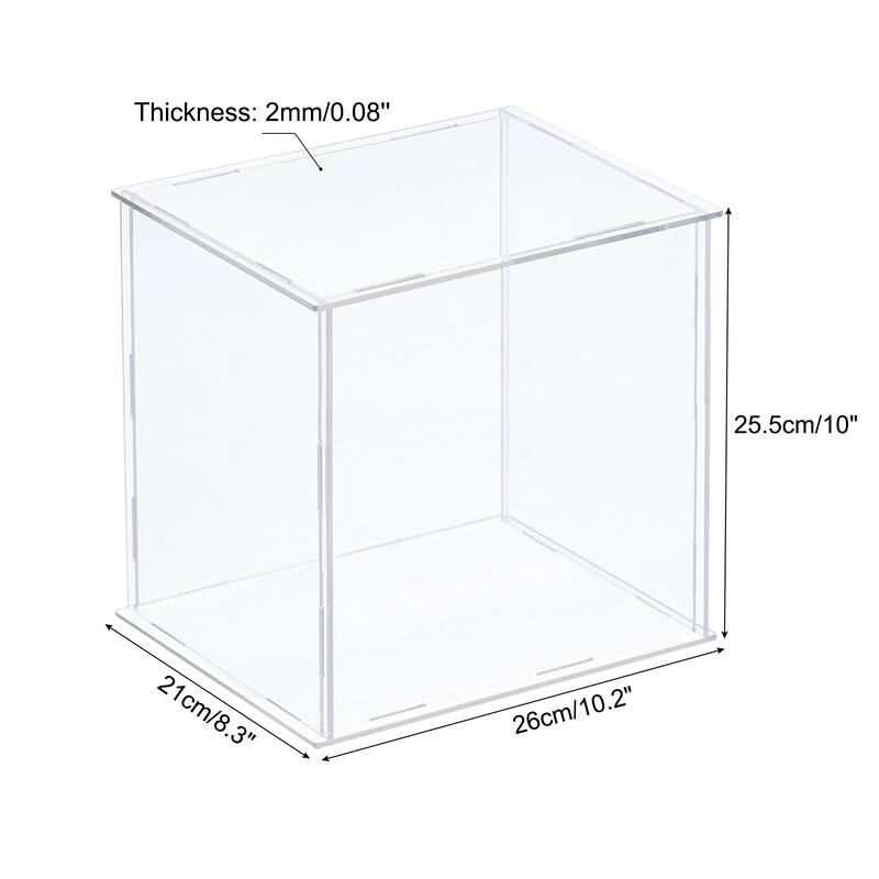 Acrylic Display Case Plastic Box Cube Storage Box Assemble Showcase - 10.2x8.3x10 Inch