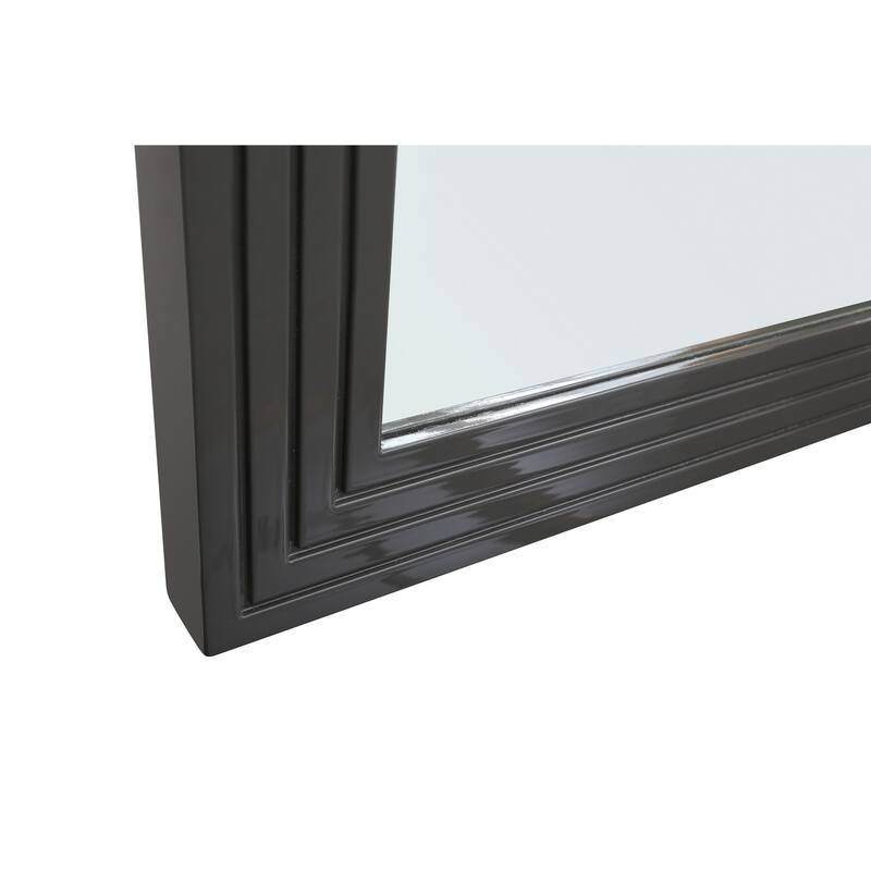 Cid Resu Dresser Mirror, Gray Slatted Frame, 41 Inch, Engineered Wood