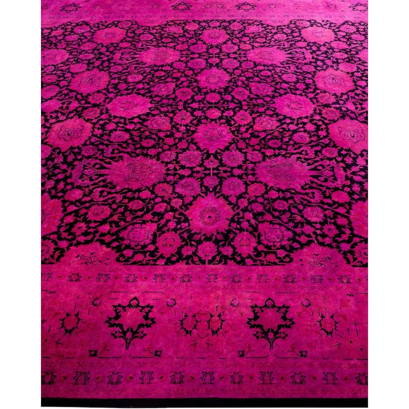 Overton Hand Knotted Wool Vintage Inspired Modern Contemporary Overdyed Pink Area Rug - 8' 1" x 13' 10"
