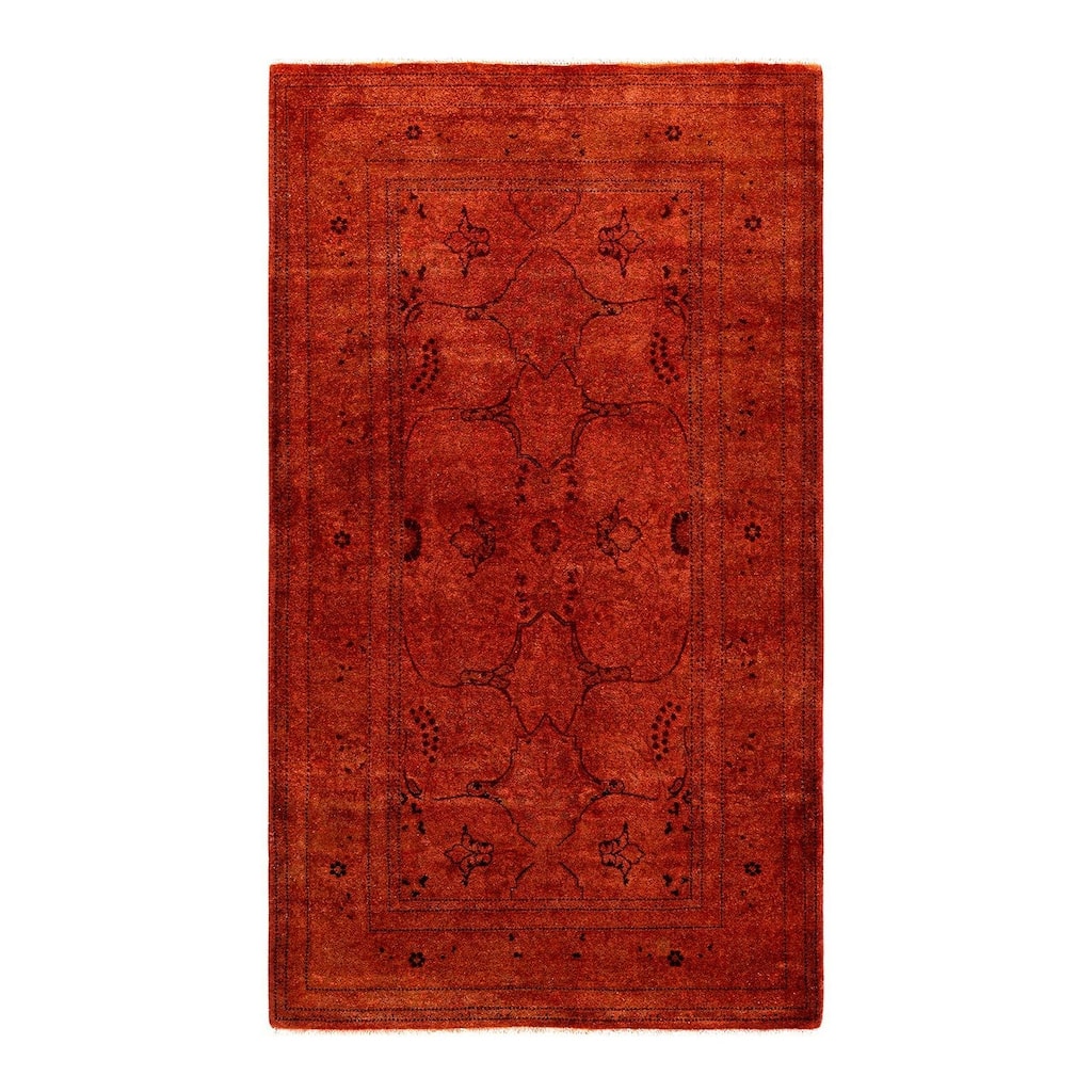 Contemporary Overdyed Wool Hand Knotted Area Rug - 3' 2" x 5' 5"