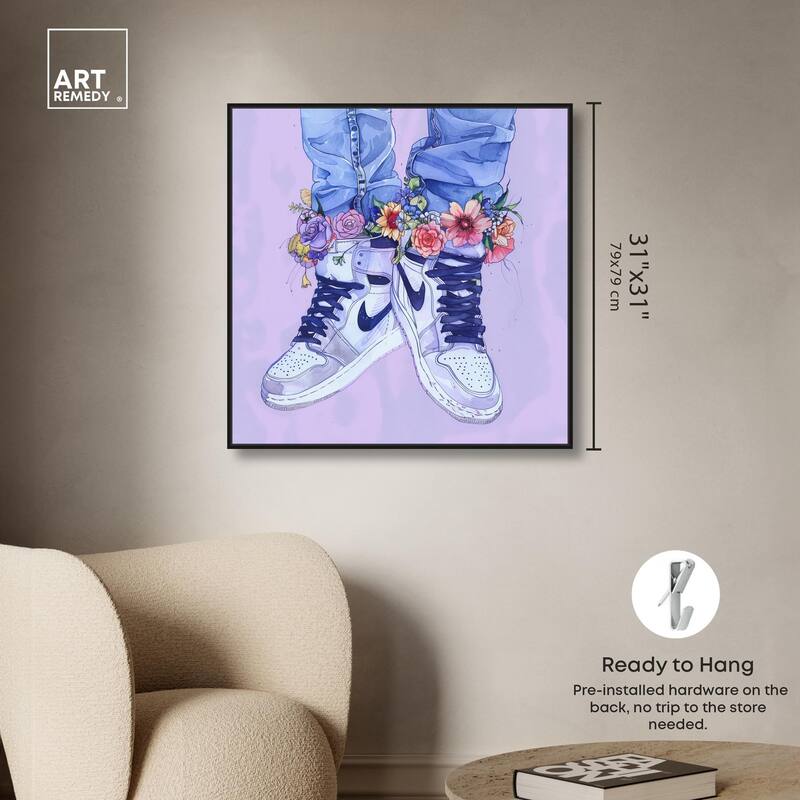 Lilac Floral Bloom Sneakers Canvas by Art Remedy